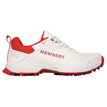 Newbery 360 Cricket Shoe (White & Red Full Rubber)