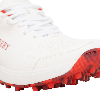 Newbery 360 Cricket Shoe (White & Red Full Rubber)
