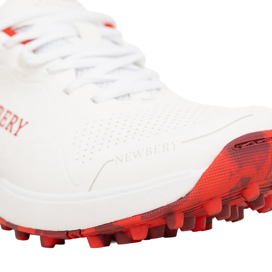 Newbery 360 Cricket Shoe (White & Red Full Rubber)