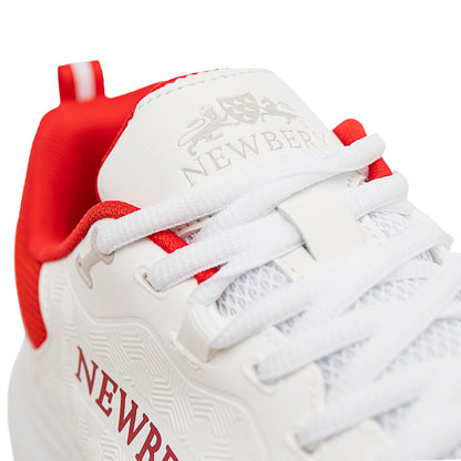 Newbery 360 Cricket Shoe (White & Red Full Spikes)
