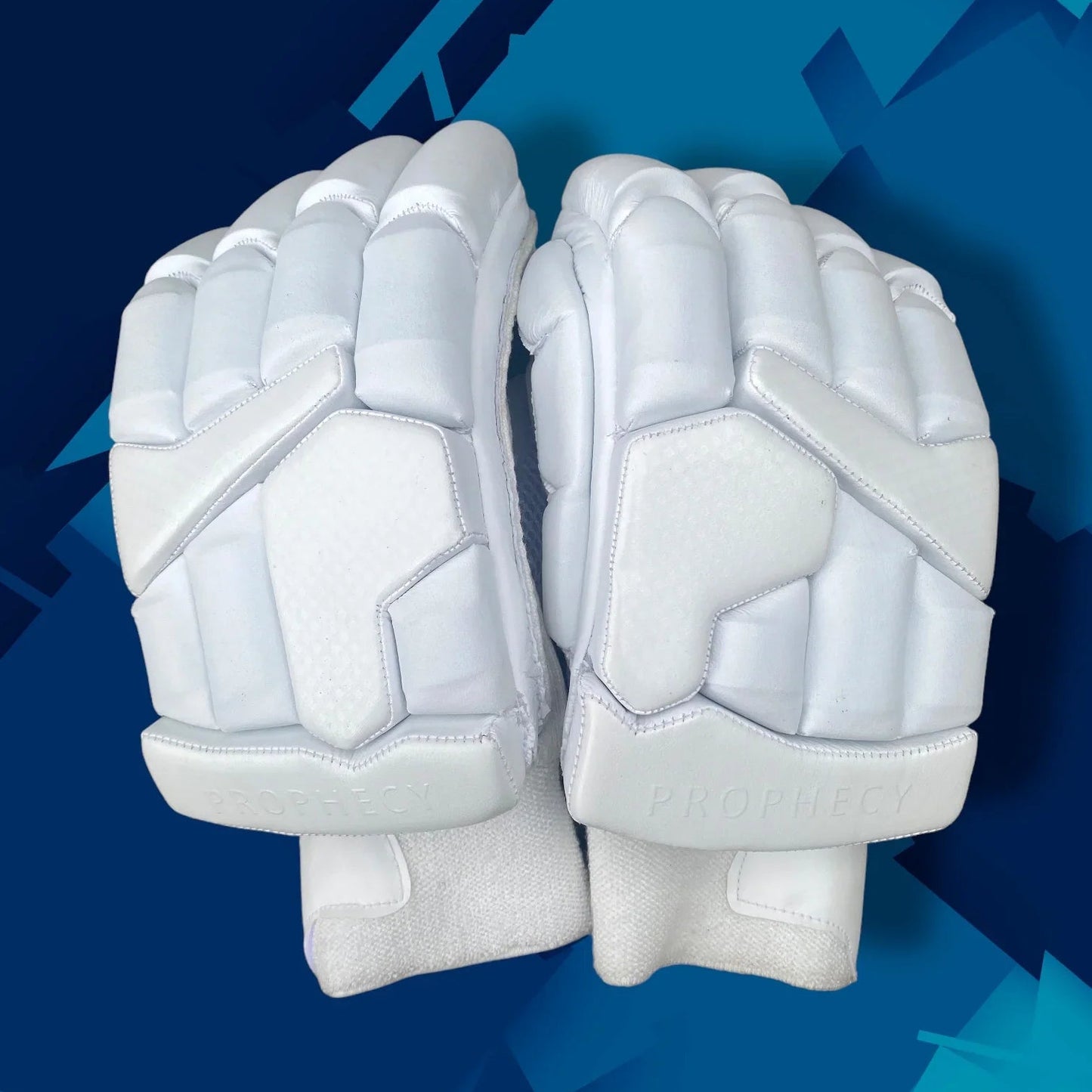 White protective gloves on a blue background